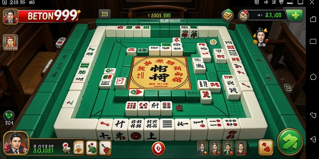 Tampilan gameplay Mahjong yang menegangkan di BETON999.