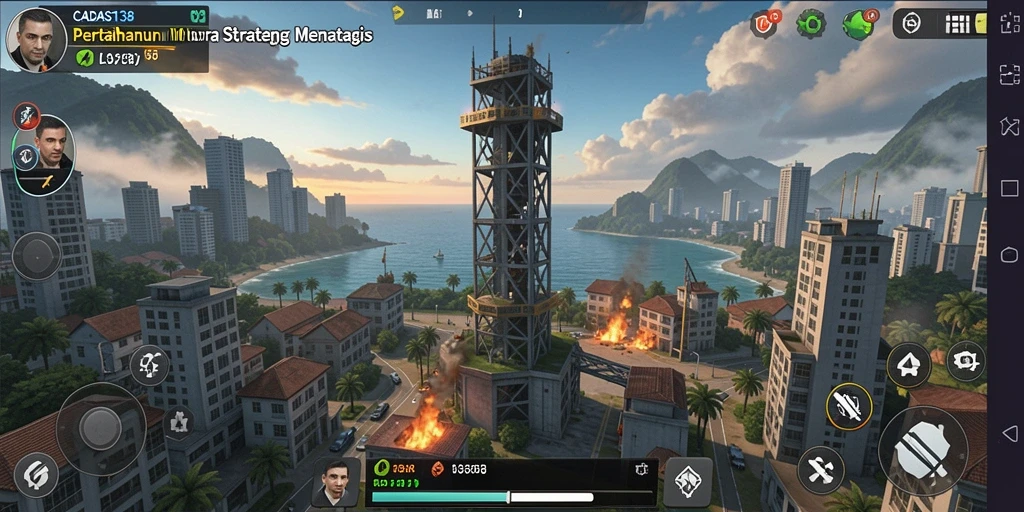 Tampilan menara pertahanan yang strategis dalam gameplay CADAS138.
