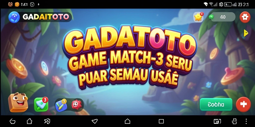 Tampilan gameplay seru dalam GADAITOTO dengan tantangan Match-3.