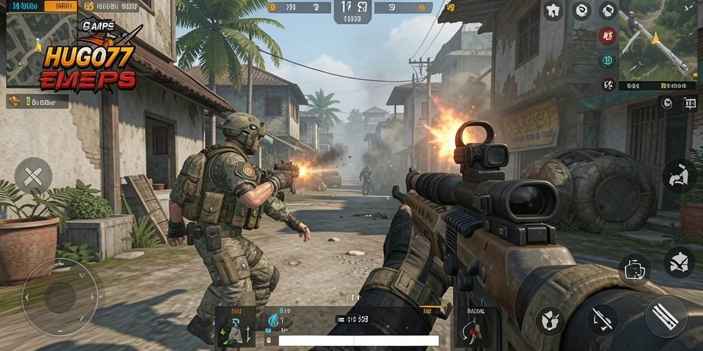 Tangkapan layar HUGO77 menampilkan aksi seru dalam game TPS.