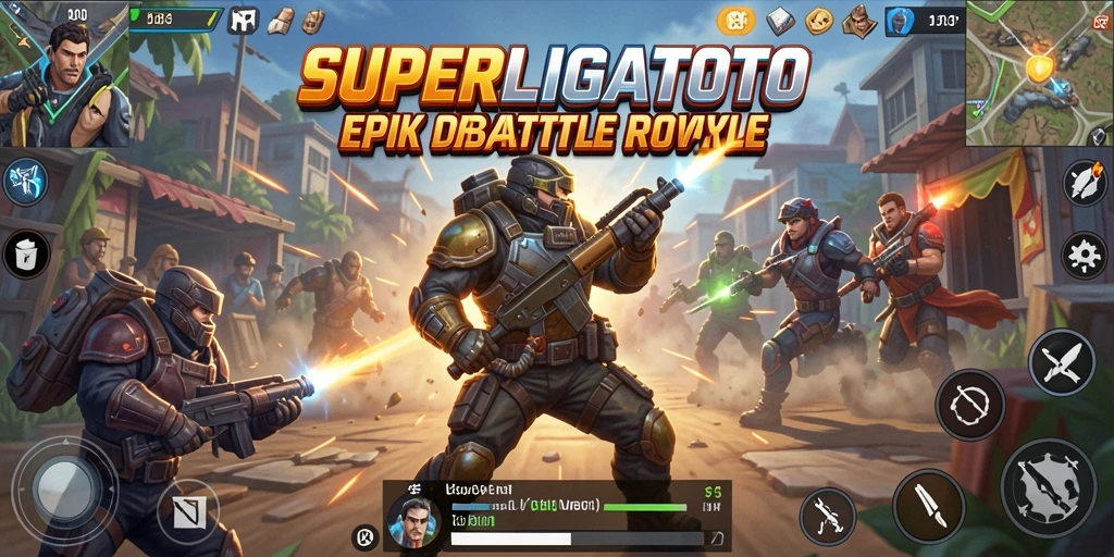 Screenshot gameplay SUPERLIGATOTO yang menampilkan aksi intens Battle Royale.