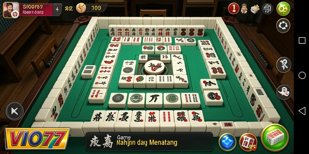 Tampilan gameplay menawan dari VIO77 dengan grafis Mahjong yang memukau.