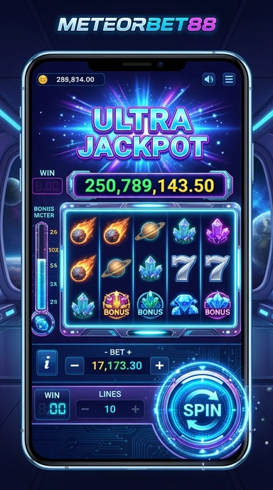 Tampilan aplikasi meteorbet88 di perangkat Android.